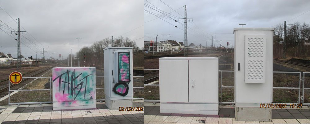 Graffiti Entfernung an Stromkästen
